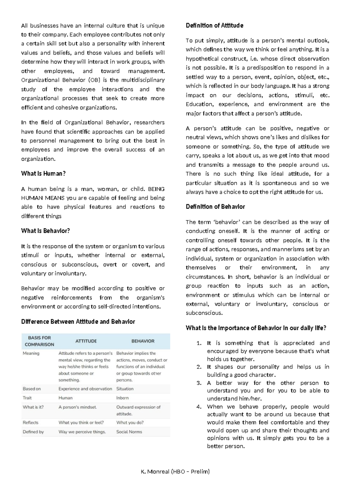 HBO Prelim: Understanding Organizational Behavior and Human Interaction ...