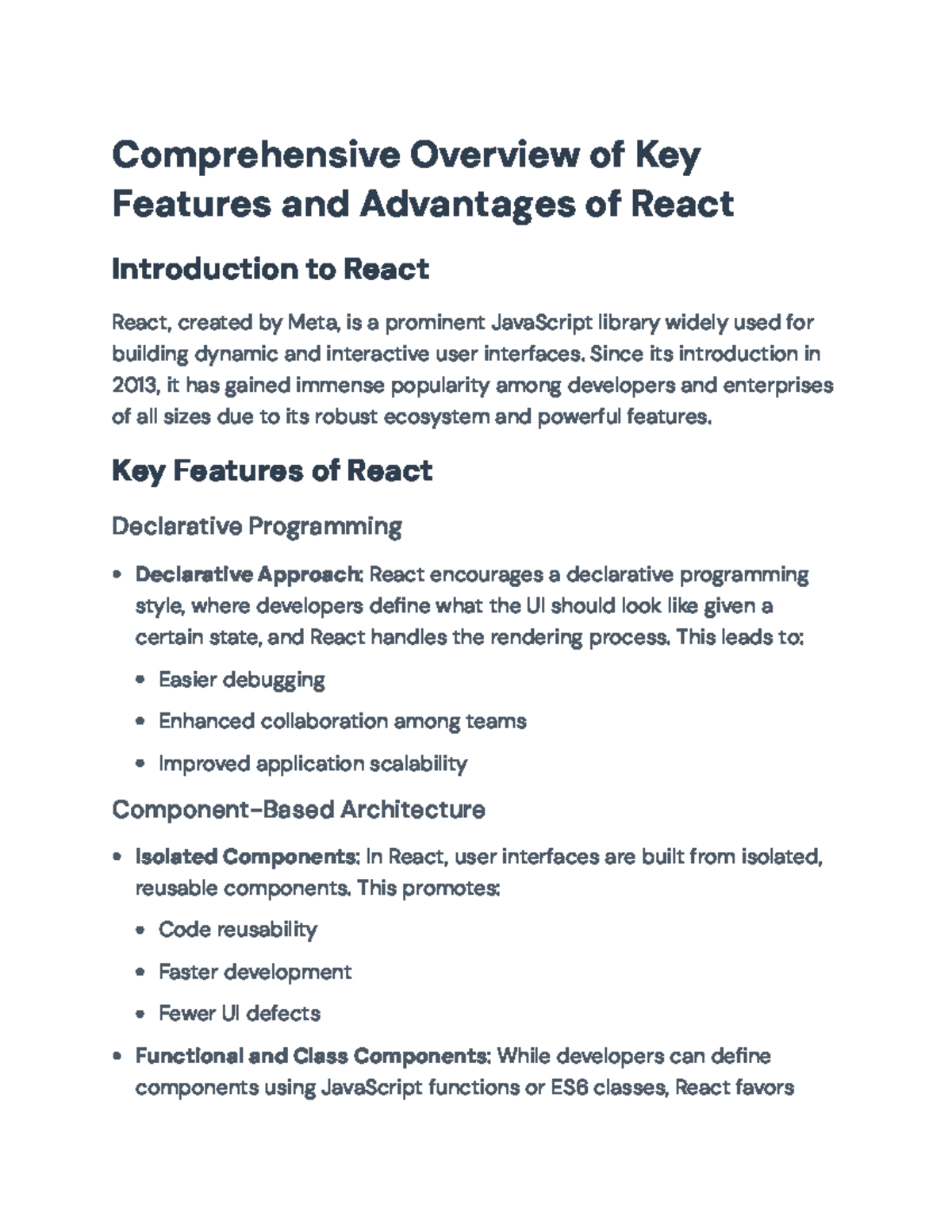 Key Features and Advantages of React: A Comprehensive Overview ...