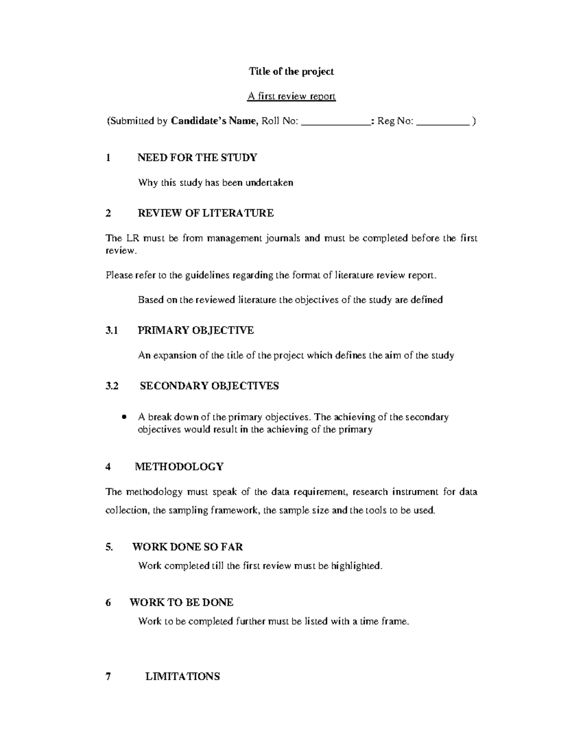 First Review Report: Management Project Guidelines & Objectives - Studocu