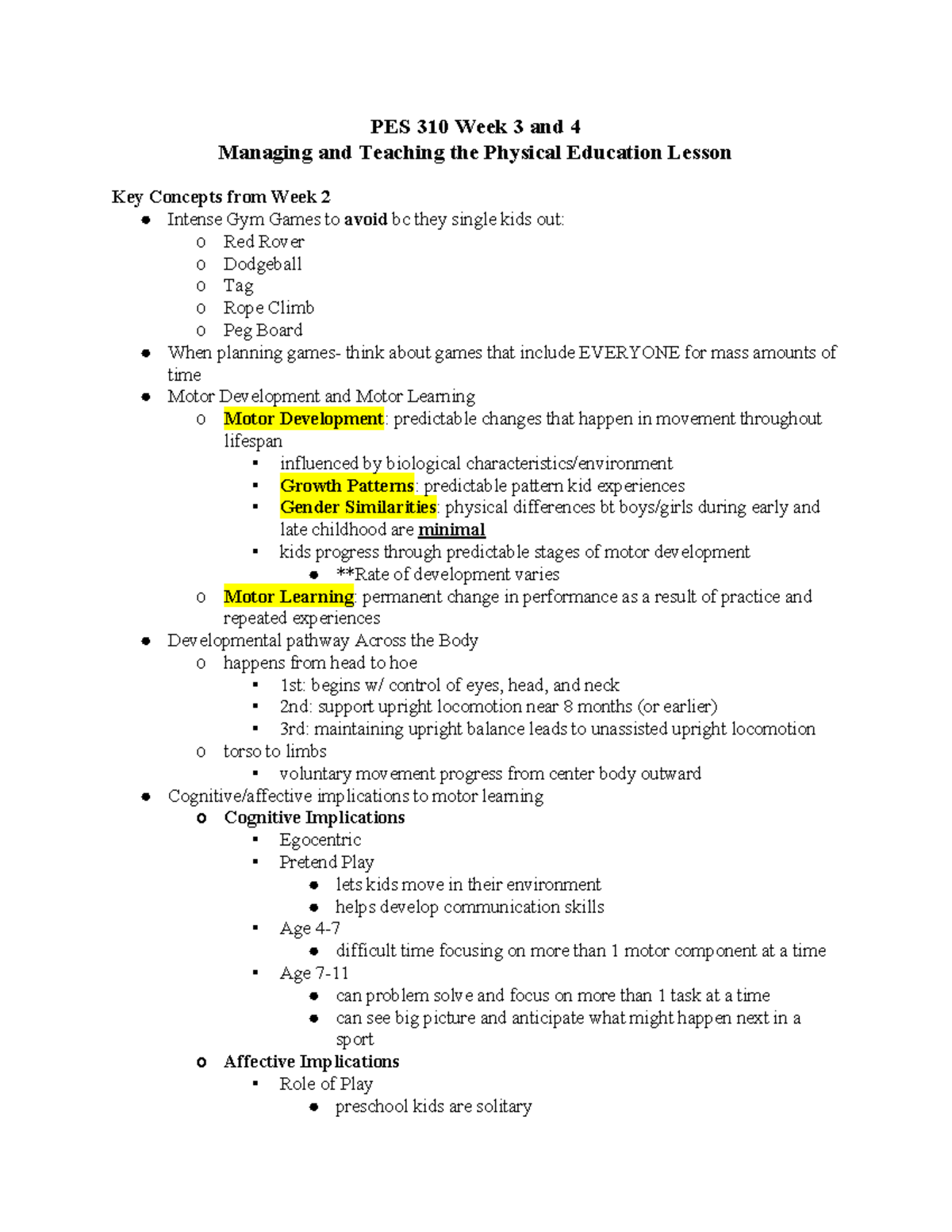 Week 2-4 - Lecture notes Weeks 2-4 - PES 310 Week 3 and 4 Managing and ...