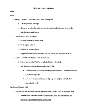 Exam 1 Study Guide - Isabelle Engelberg Intro Orgo Lab Exam 1 Study ...