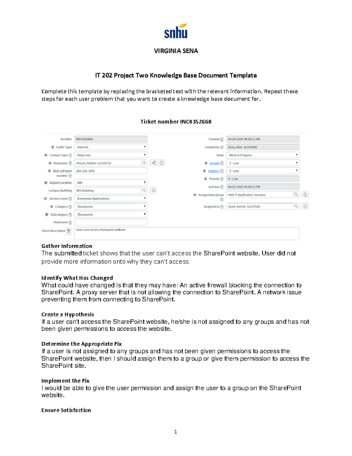 IT202 Project Two Knowledge Base Document: Troubleshooting Steps - Studocu