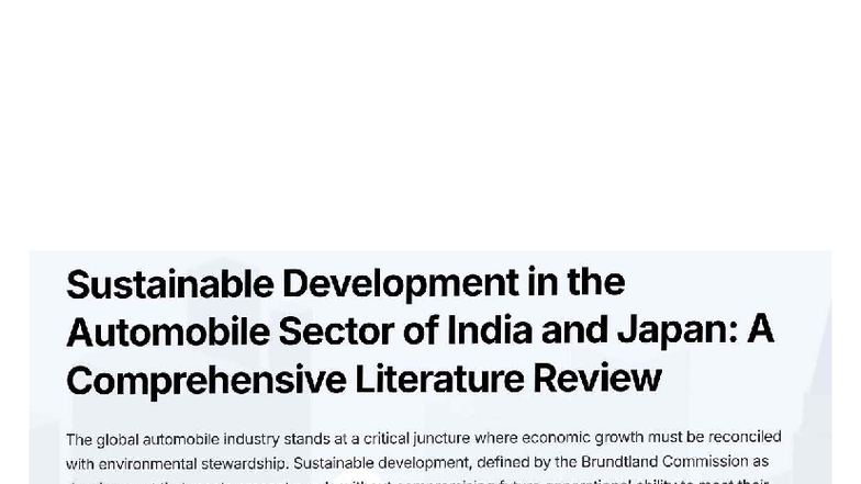 Sustainable Development in the Auto Sector: India & Japan Review ...
