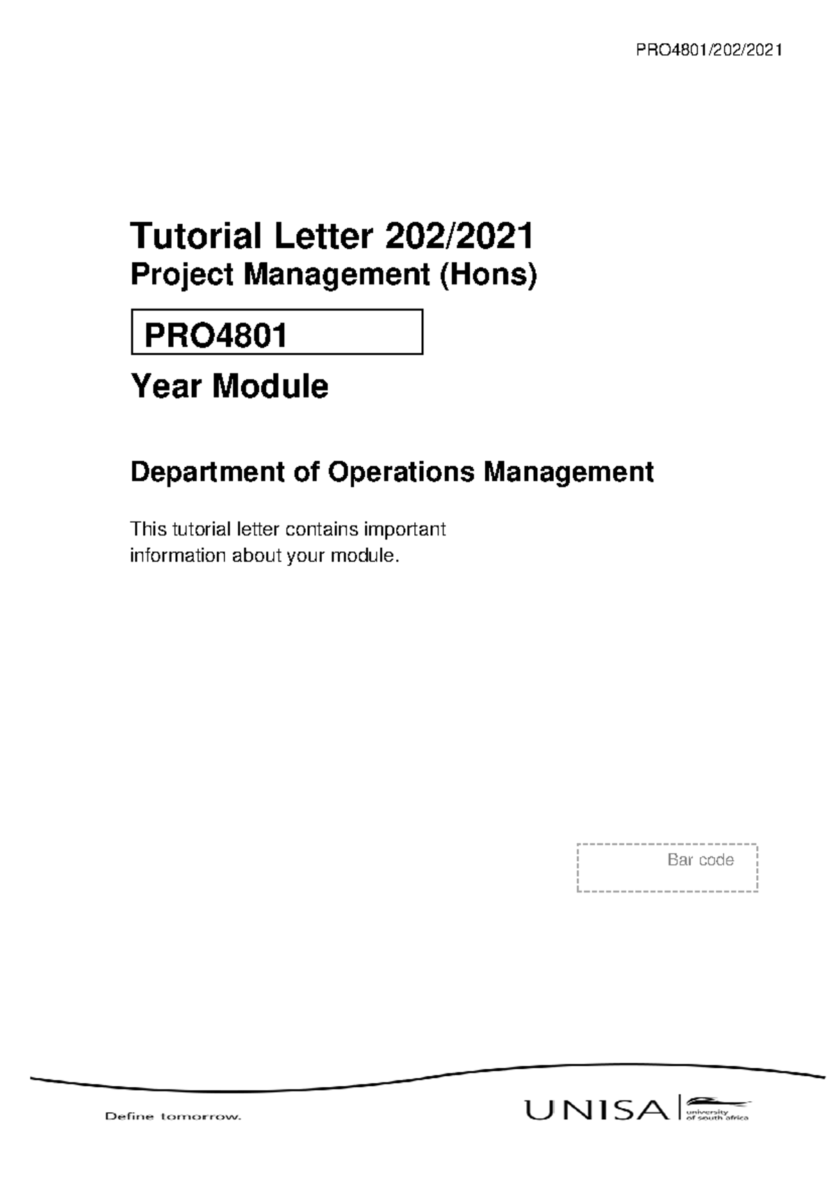 Feedback on Assignment 2 for PRO 4801 /202 Project Management Hons ...