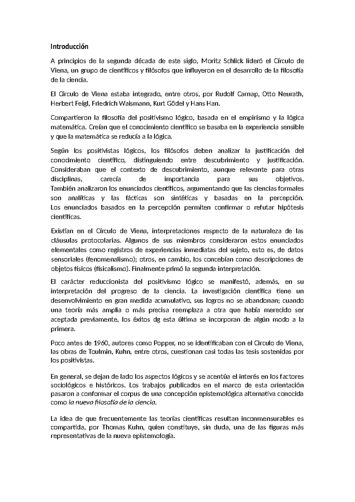 Resumen de la Concepción Kuhniana del Desarrollo de la Ciencia - Document Preview