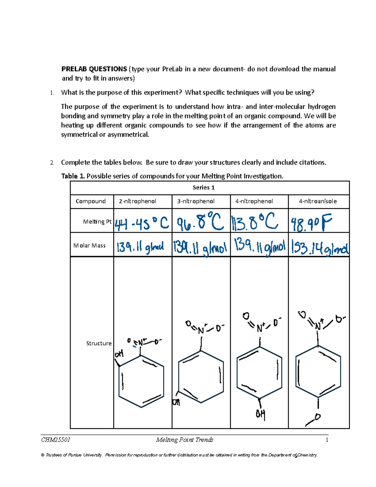 CHM25501 Pre-Lab 2: Melting Point Trends Exploration and Questions ...