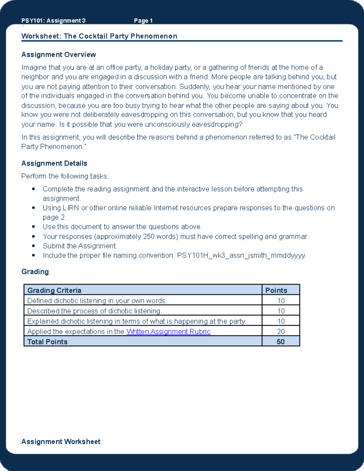 PSY101H Wk3 Assignment 522021HWEHBCBDSVCBD - PSY101: Assignment 3 Page ...