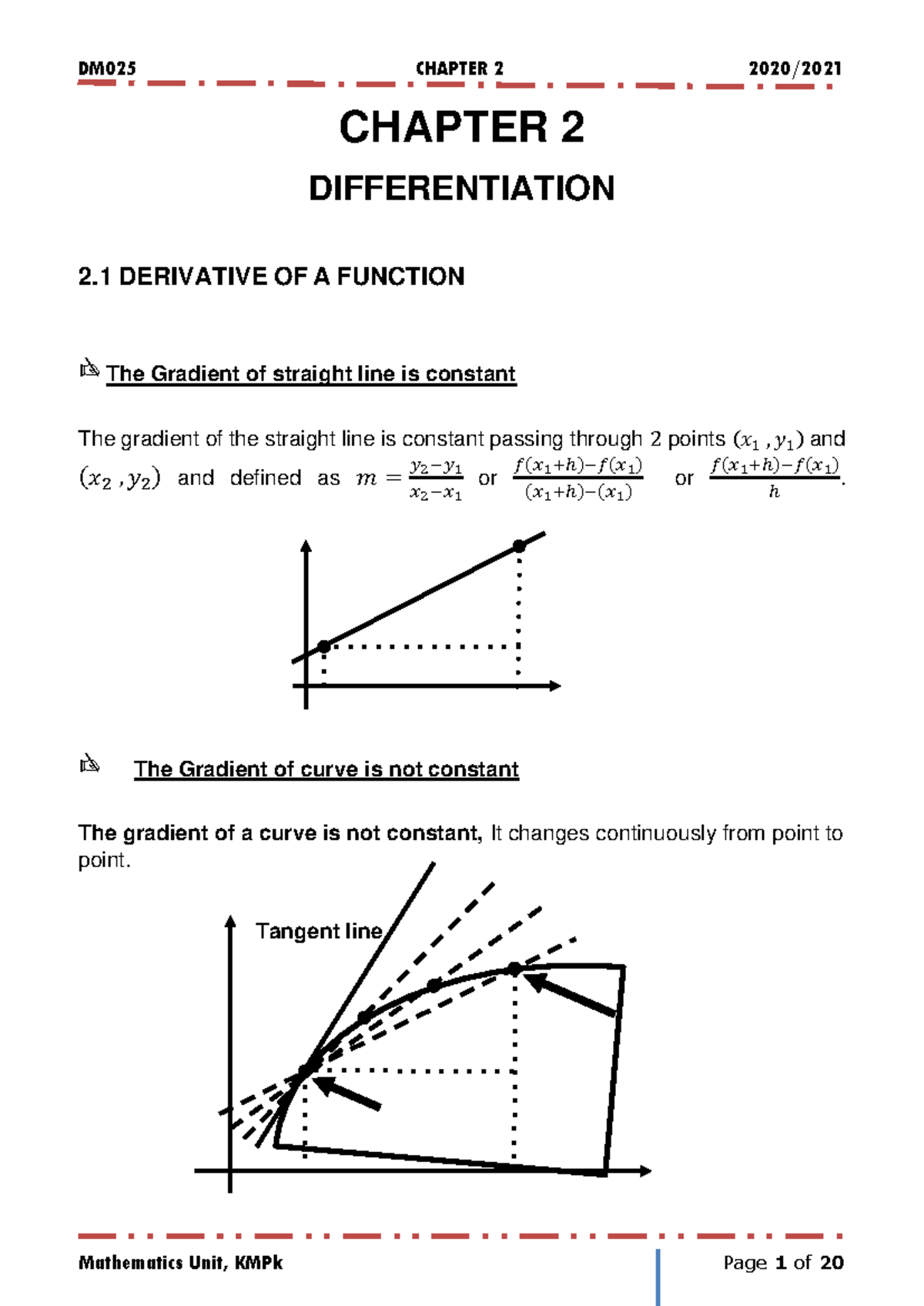 Chapter 2 DM025 Differentiation: Concepts for SES Math Sem 2 - Studocu