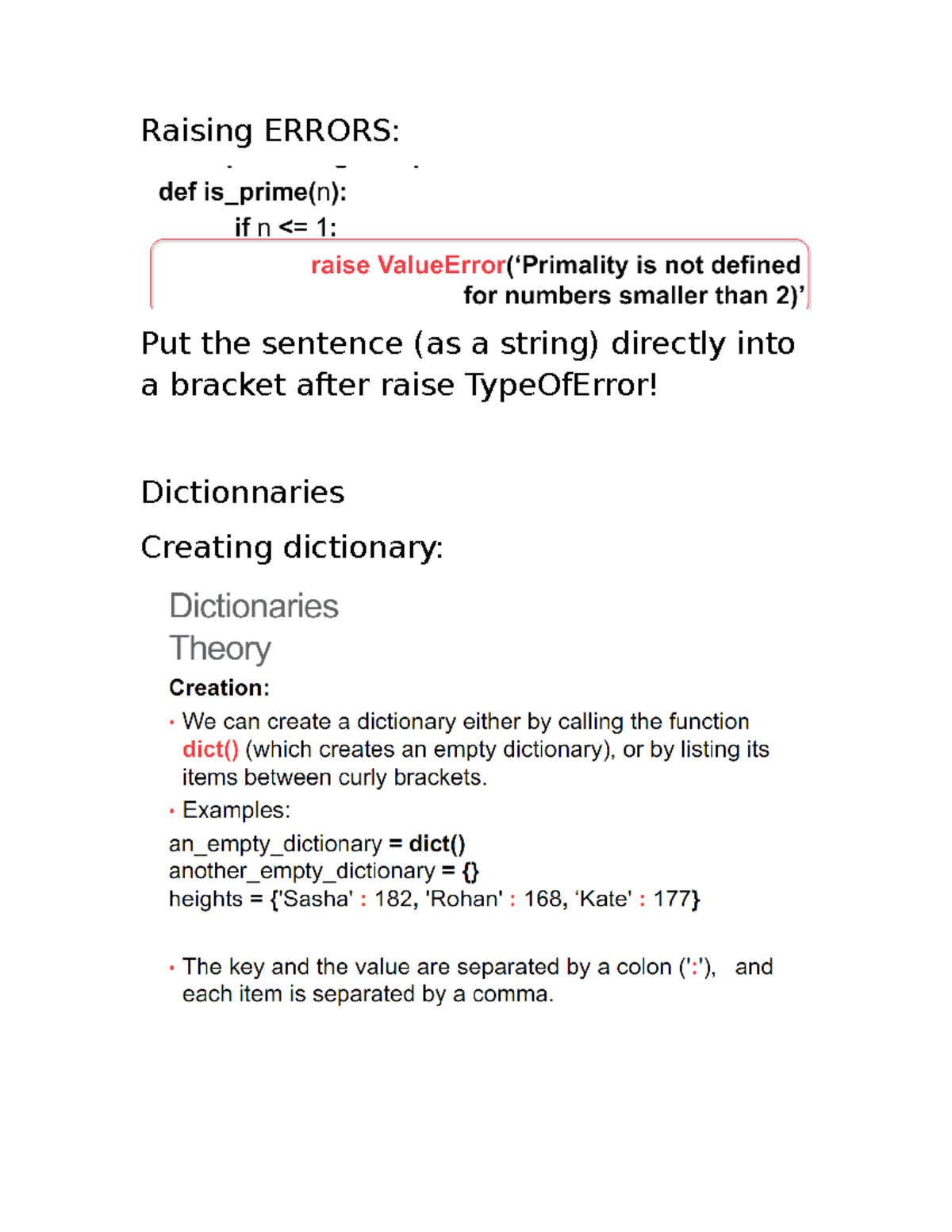 Midterm 3 - Raising ERRORS: Put the sentence (as a string) directly ...