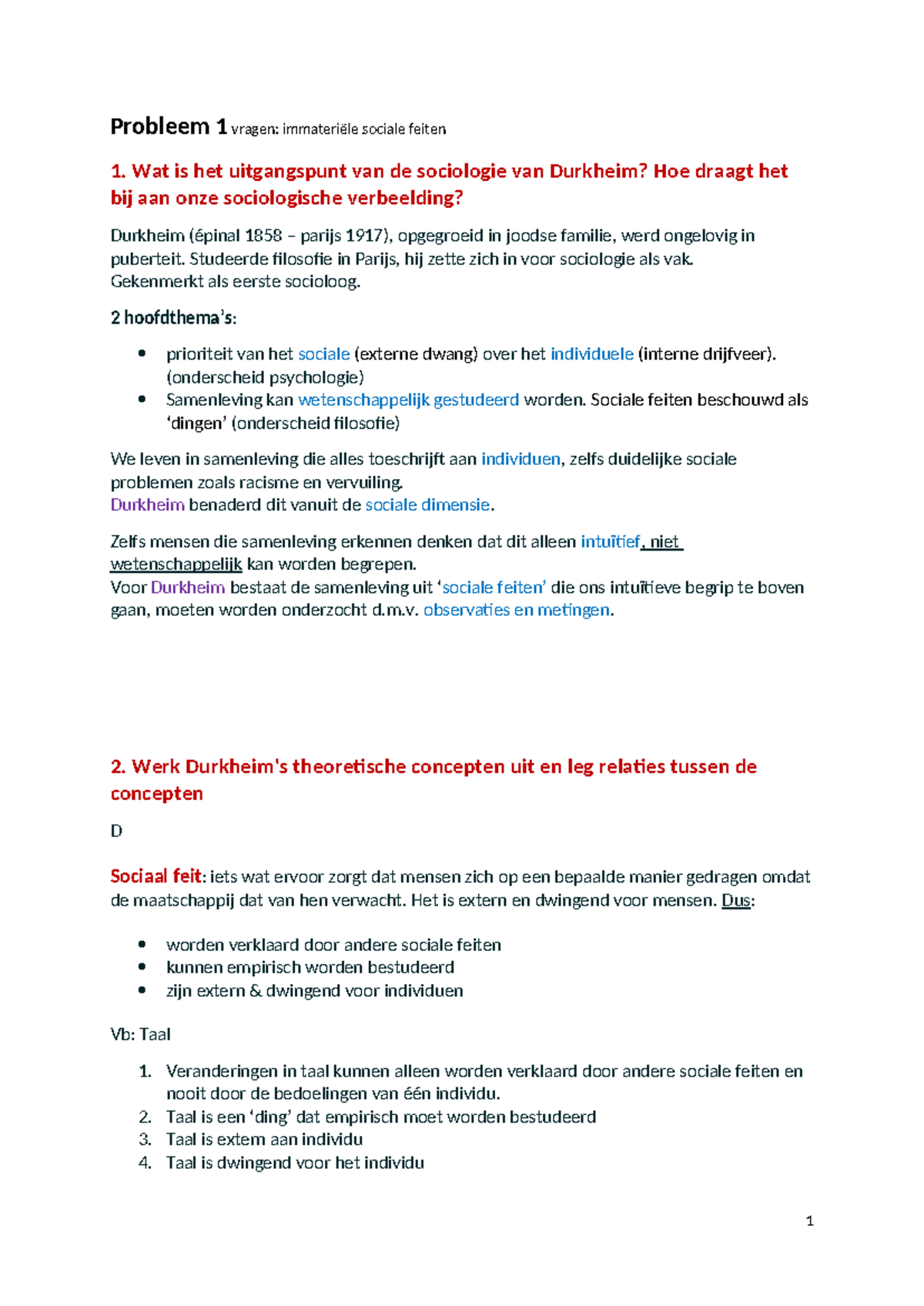 Durkheim's Sociale Feiten: Probleemstelling en Theorieën in Sociologie ...