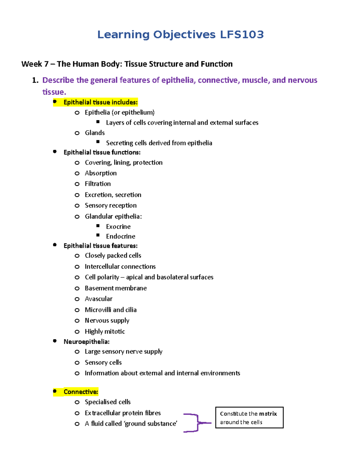 LFS103 Exam Notes - LFS103 - USC - Studocu