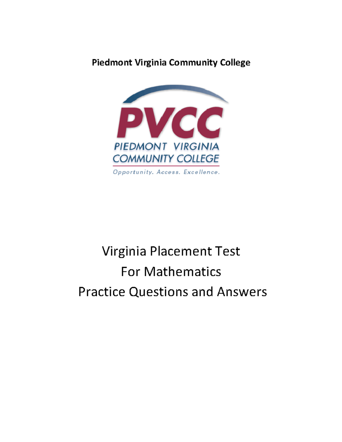 Lc vpt math practice questions answers 0 - Piedmont Virginia Community ...