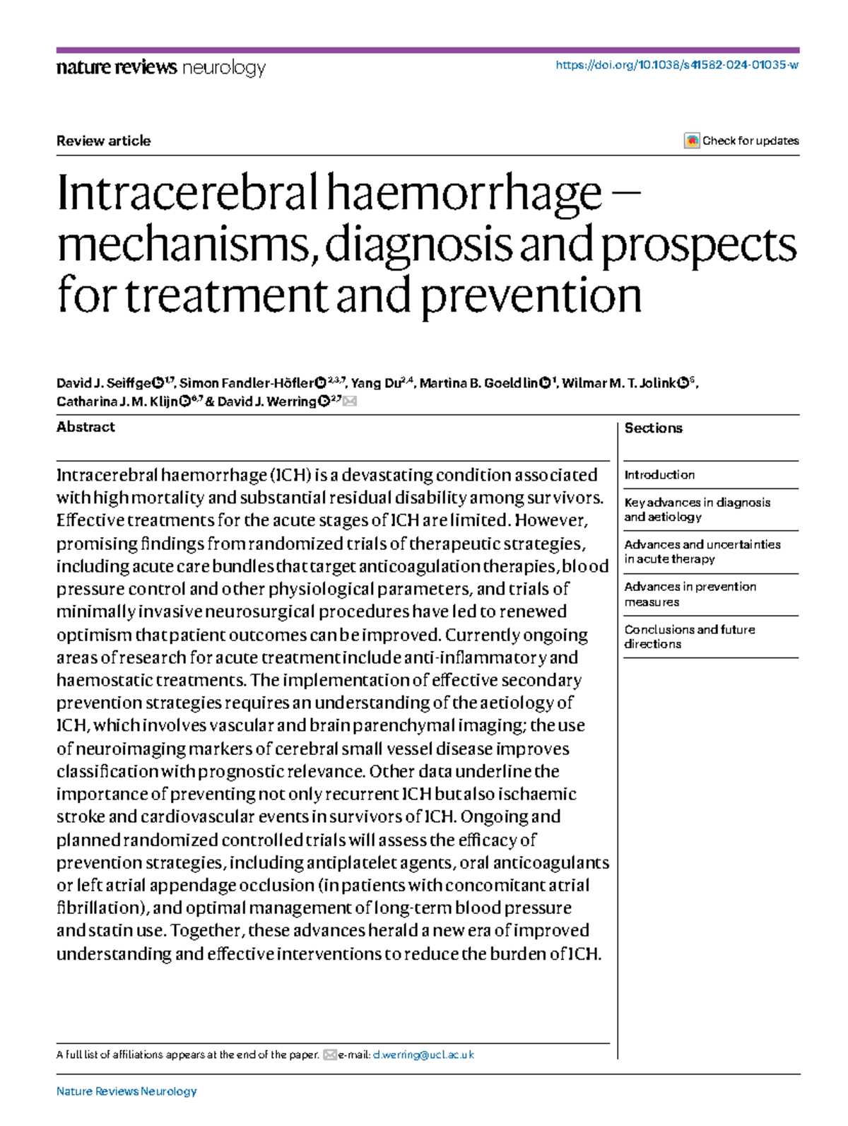 Intracerebral Haemorrhage: Mechanisms, Diagnosis & Treatment Prospects ...