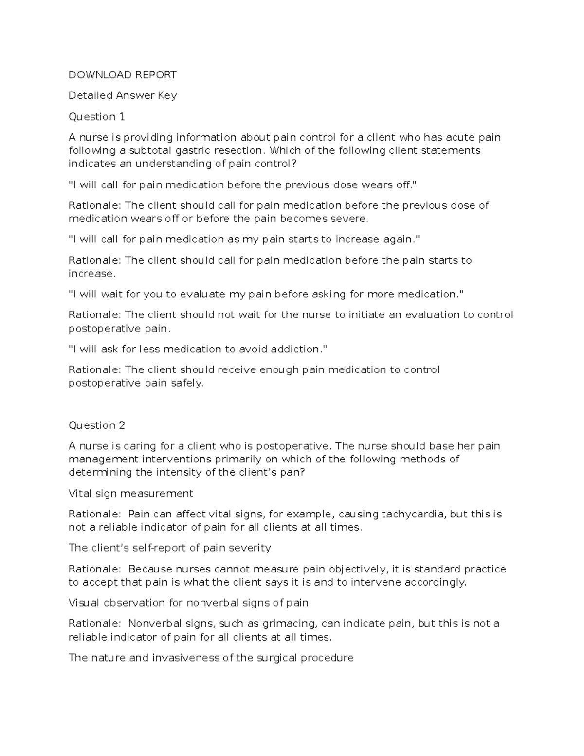 NURS 101 Exam 1 Practice Exam Detailed Answer Key - Studocu