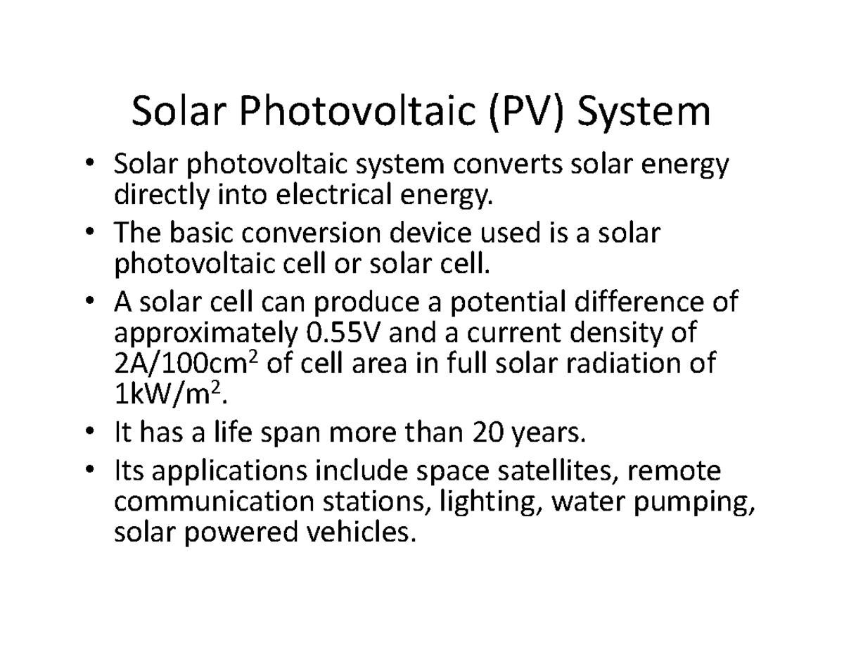 Solar Photo Voltaic systems - Solar Photovoltaic (PV) System Solar ...