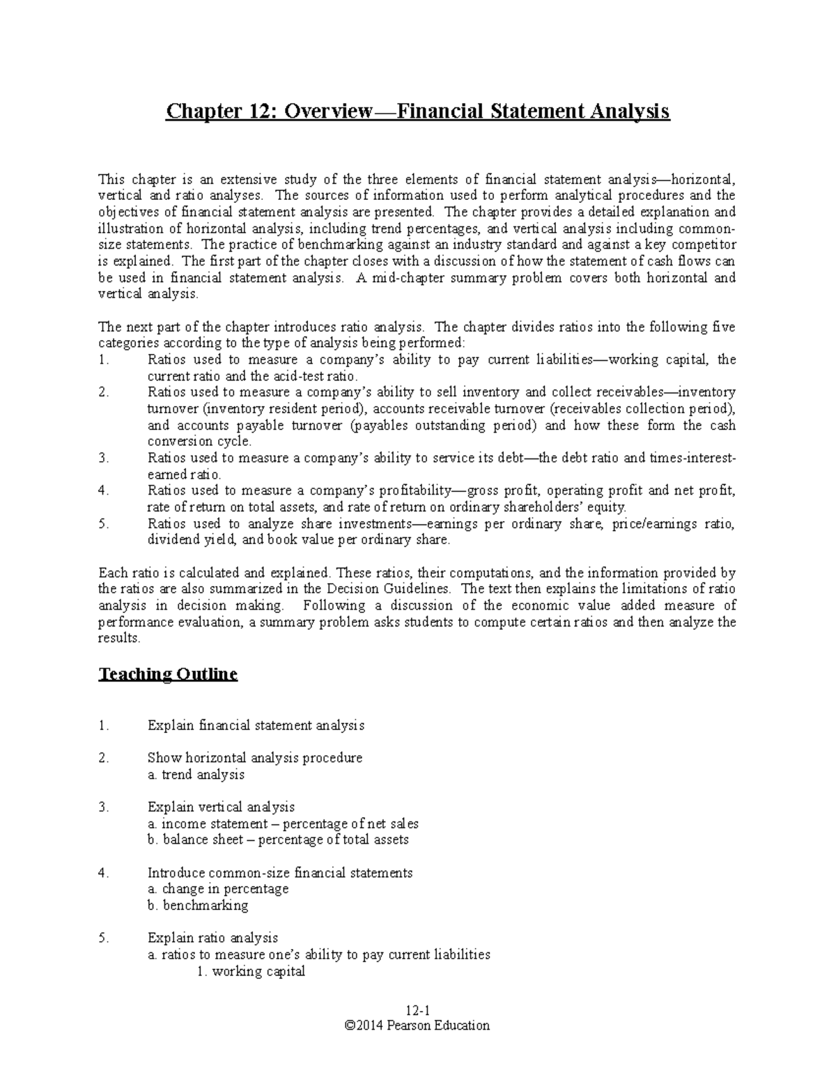 Chapter 12 Summary: Financial Statement Analysis GE - Studocu