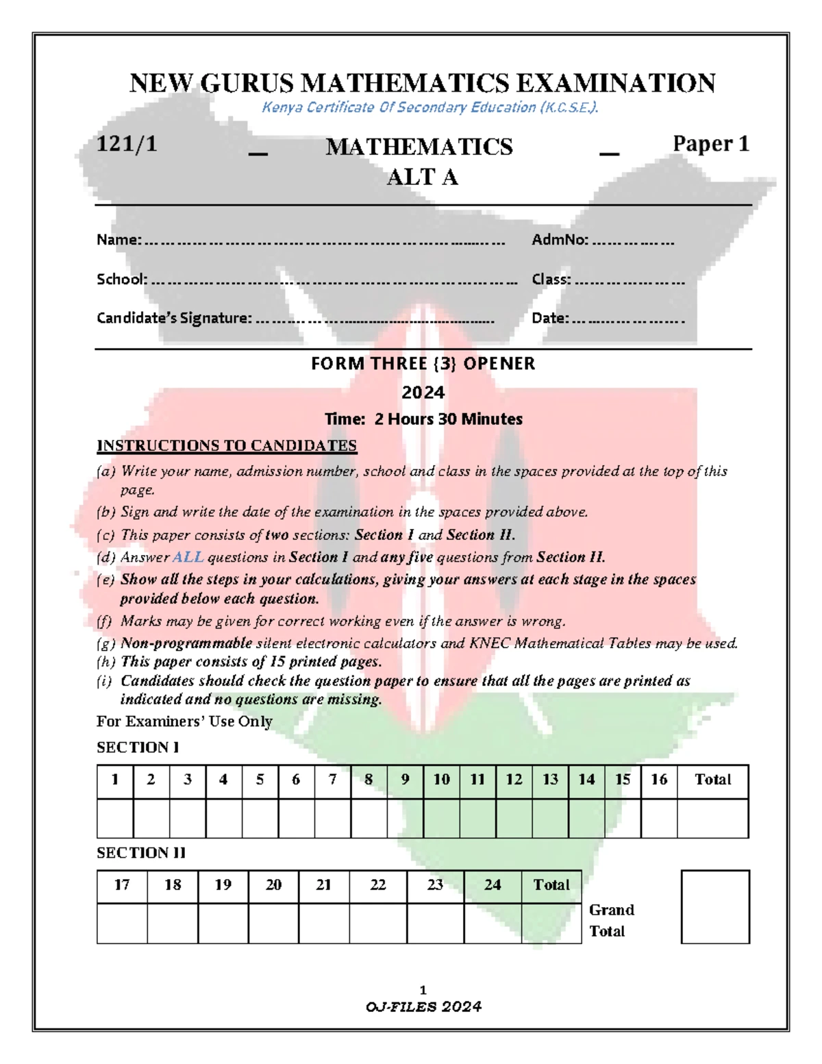 Form 1 Mathematics End Term Exam Revision Material (K.C.S.E.) - Studocu