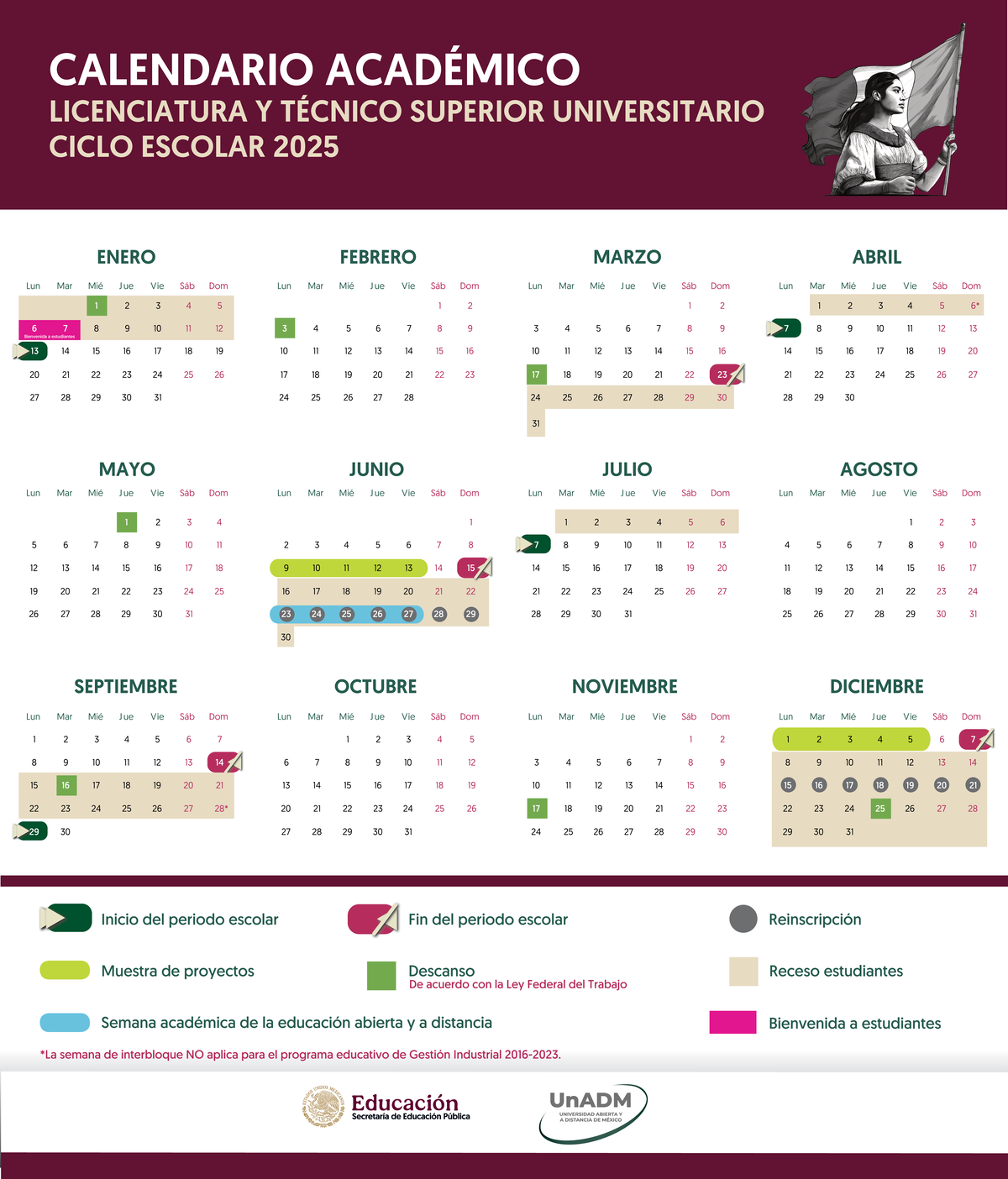 Calendario escolar 2025 unitec 6
