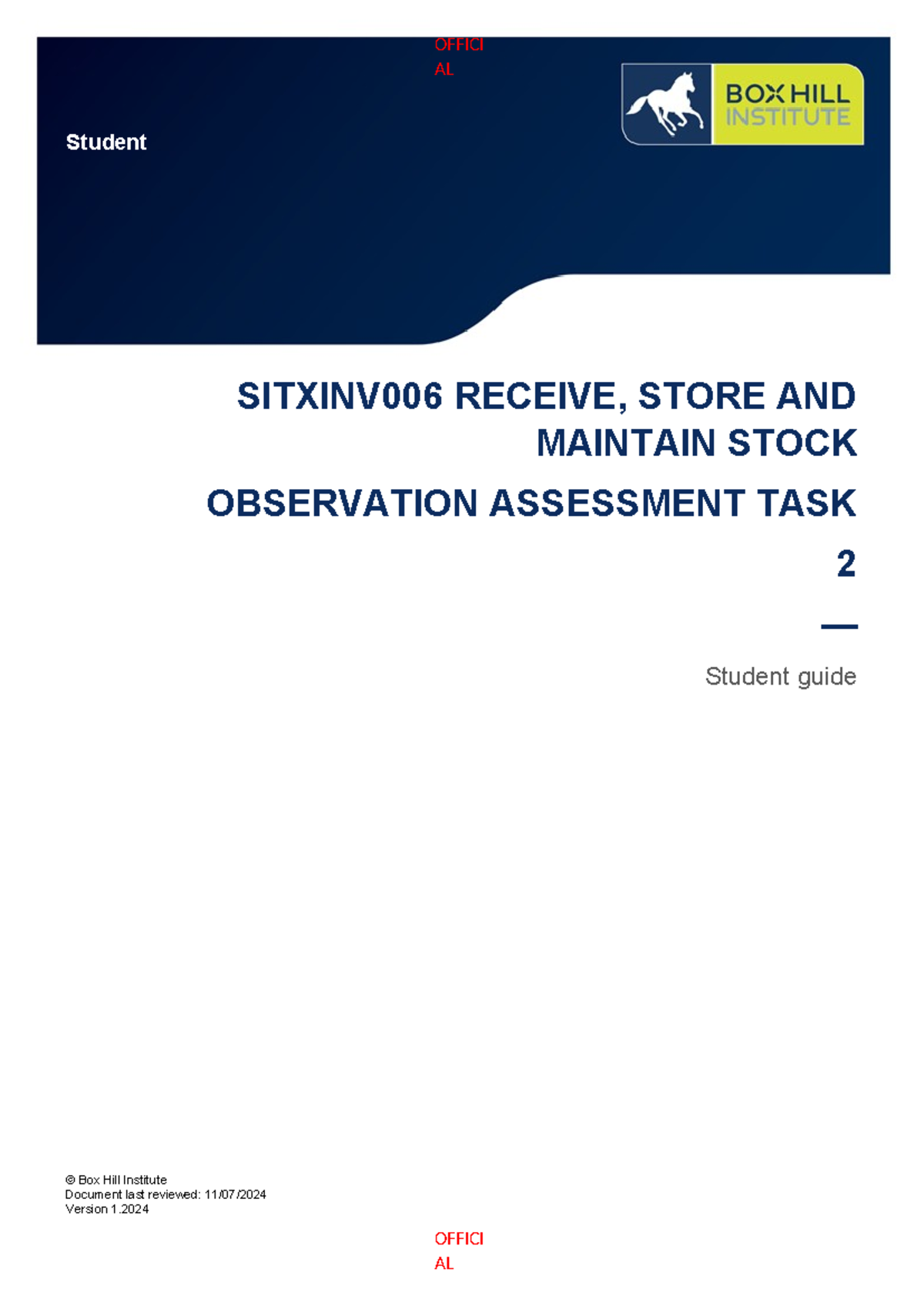 SITXINV006 Observation Assessment Task 2: Stock Management Guide - Studocu