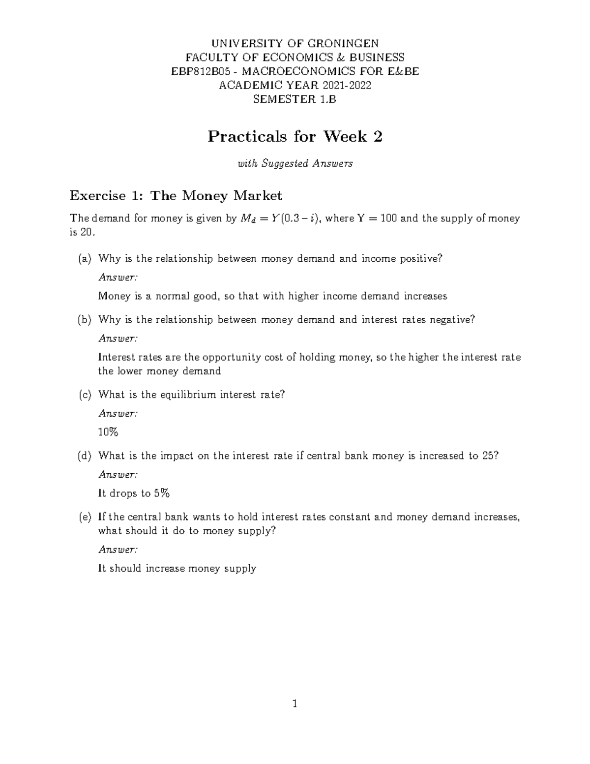EBP812B05 - Macroeconomics Week 2 Practicals with Suggested Answers ...