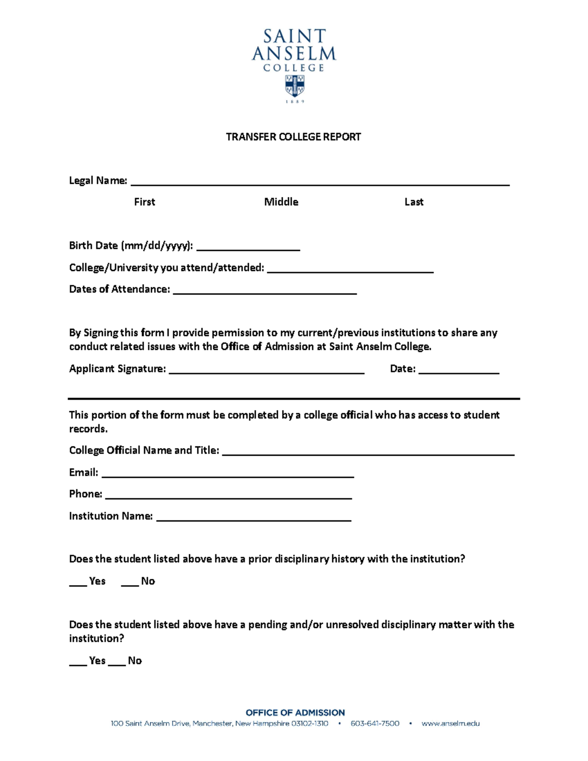 Transfer College Report for web - TRANSFER COLLEGE REPORT Legal Name ...