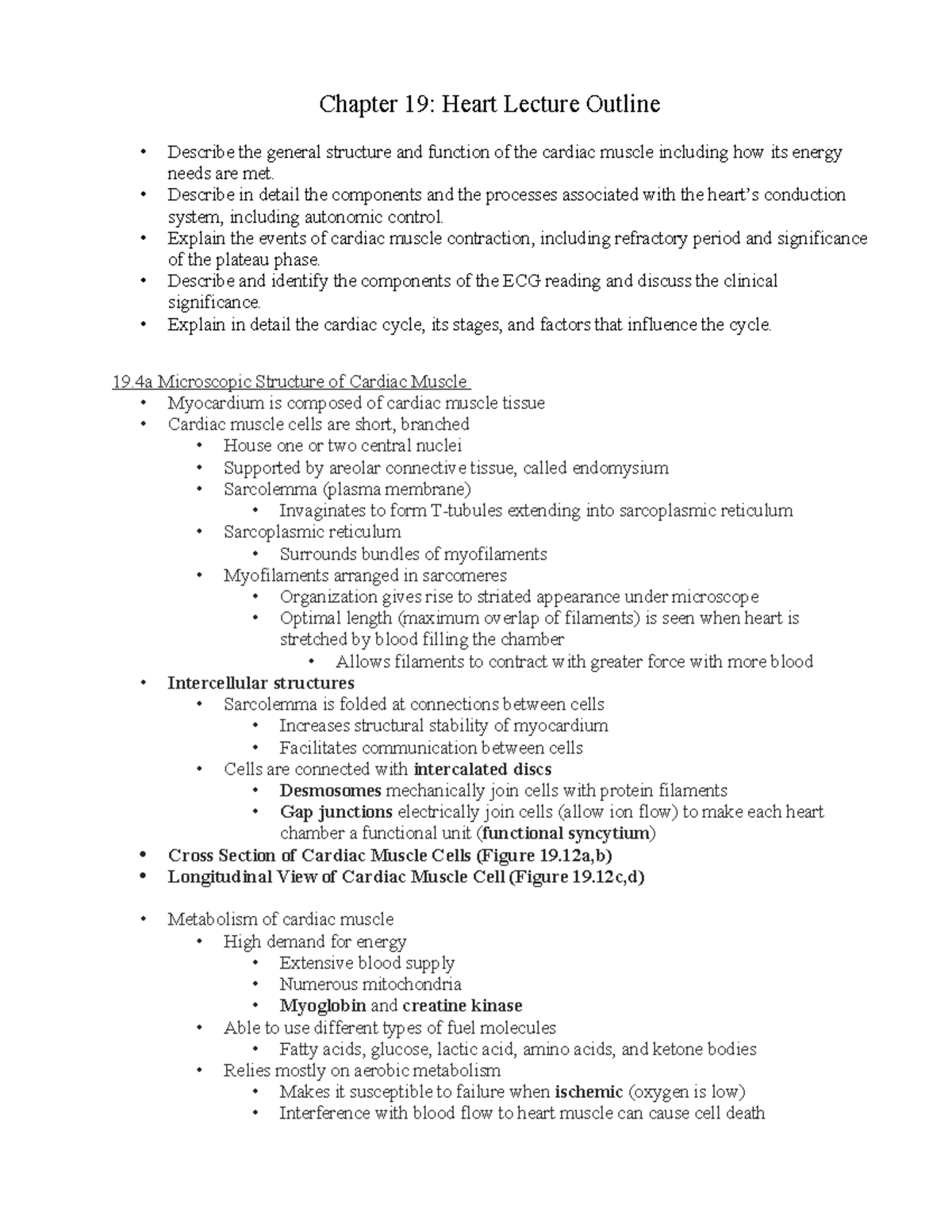 Chapter 19: Cardiac Function, Conduction, and ECG Insights - Studocu