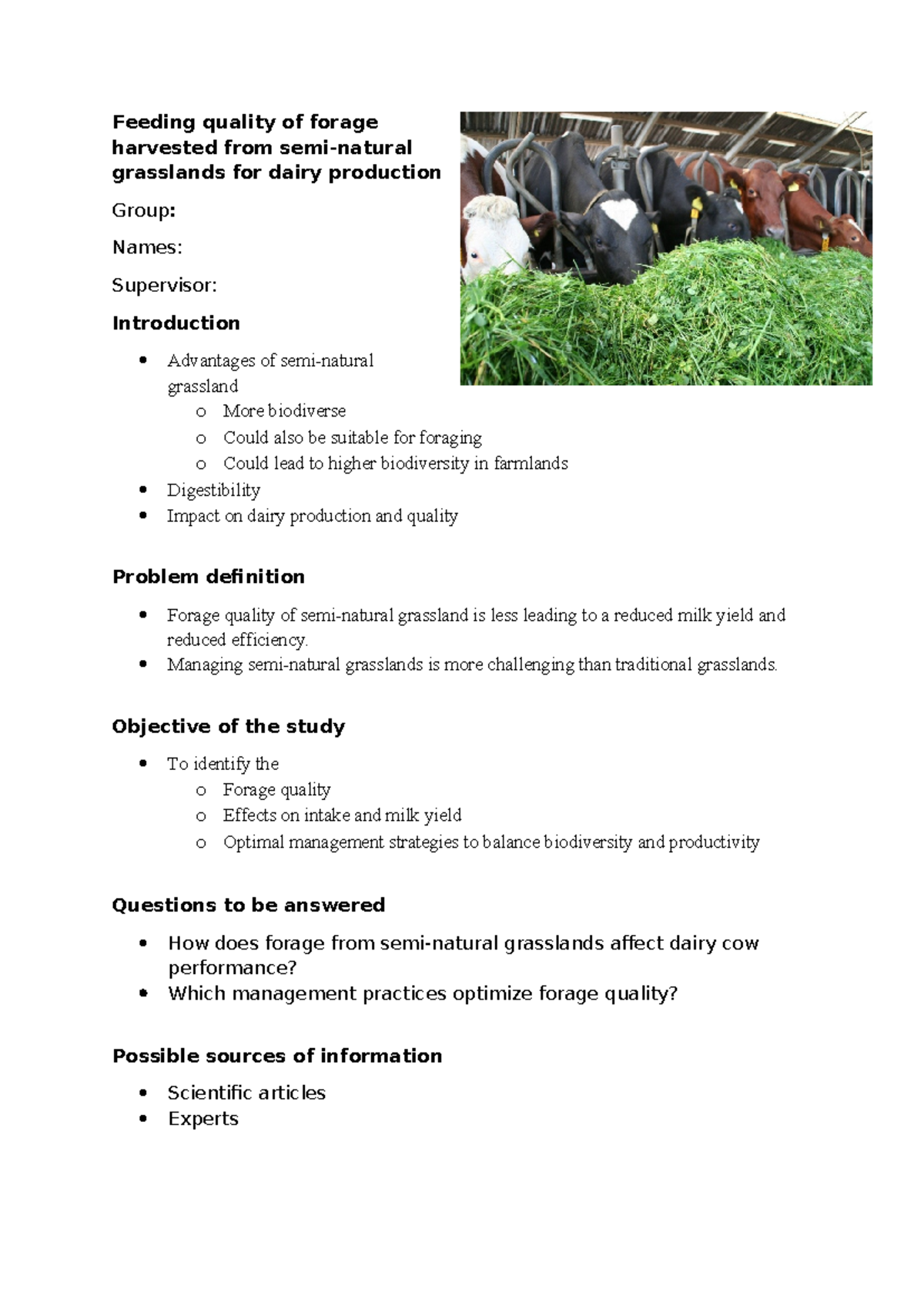 Feeding Quality of Forage from Semi-Natural Grasslands for Dairy ...