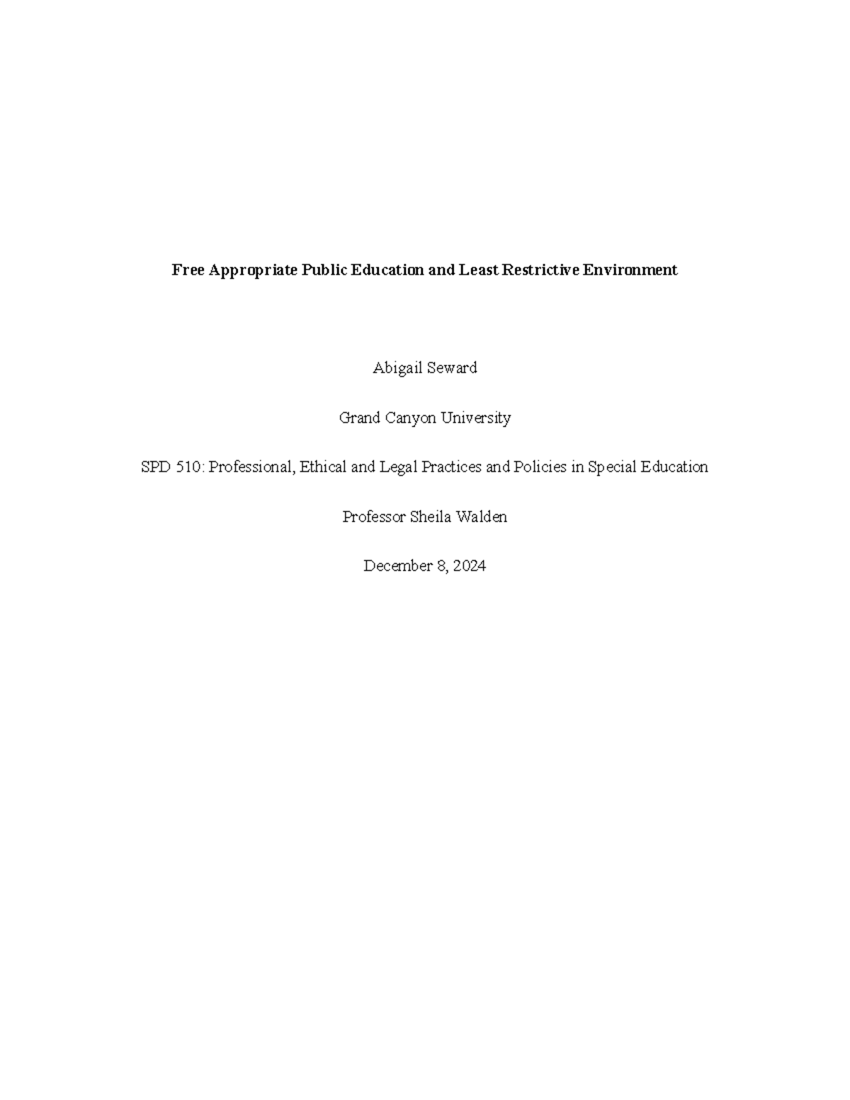 W2 - LRE and FAPE - W2 - Least Restrictive Environment and Free ...