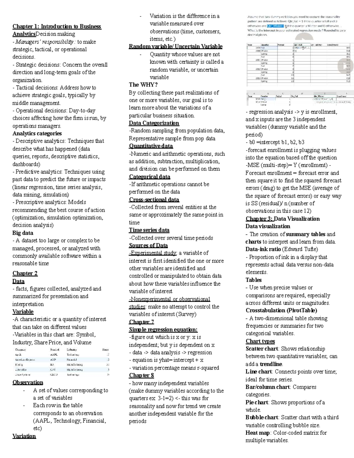 Chapter 1-3: Intro to Business Analytics & Data Visualization - Studocu