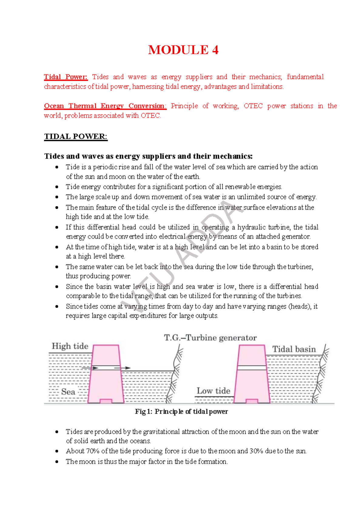 BME654B Module 4: Tidal Power & Ocean Thermal Energy Conversion Notes ...