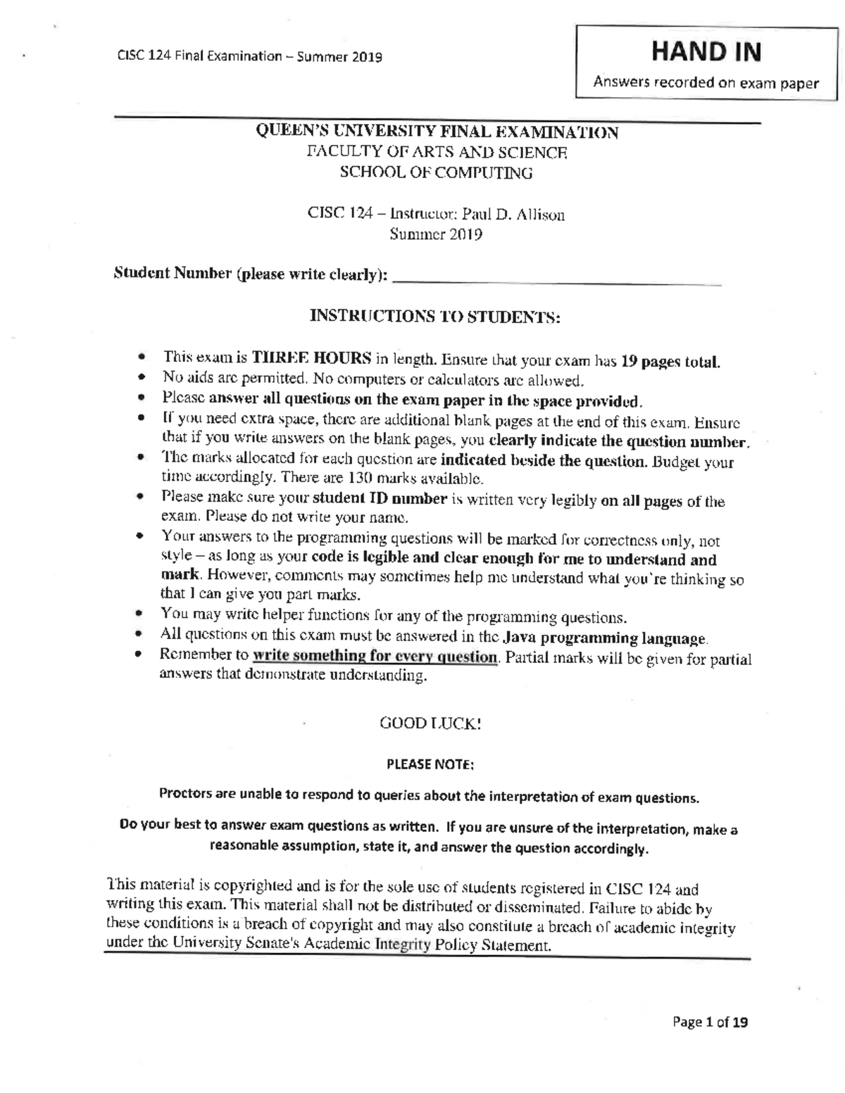 2019 Summer Final Exam Study Guide - Studocu