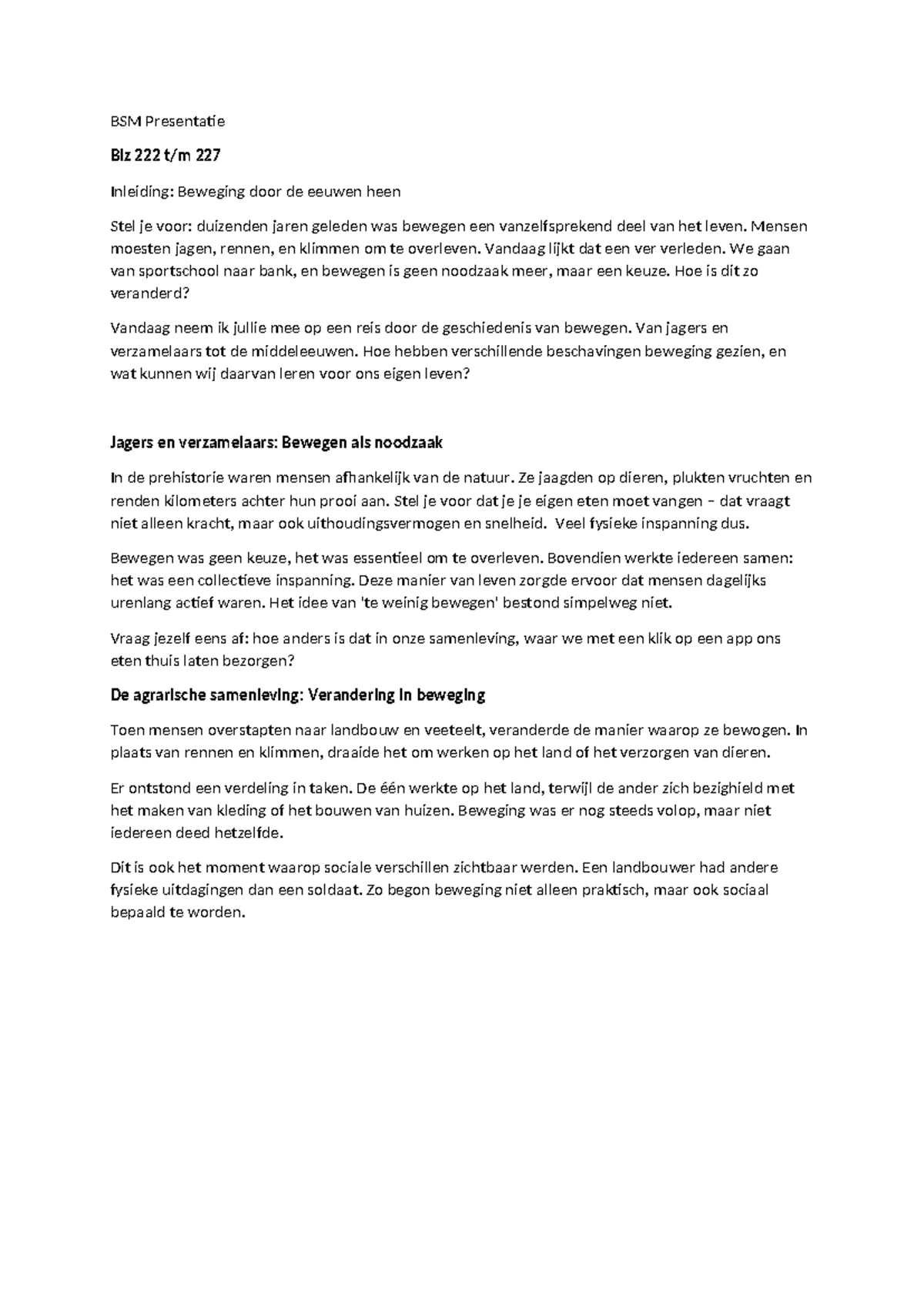 BSM Presentatie: Beweging door de Eeuwen Heen - Studeersnel