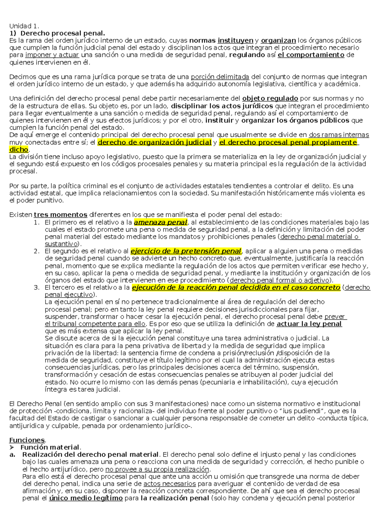 Resumen de Derecho Procesal Penal - Unidad 1 y 2 (DP-101) - Studocu