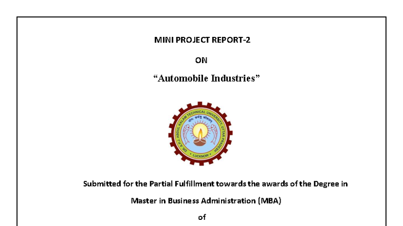MBA Mini Project: Automobile Industry Analysis and Insights - Studocu