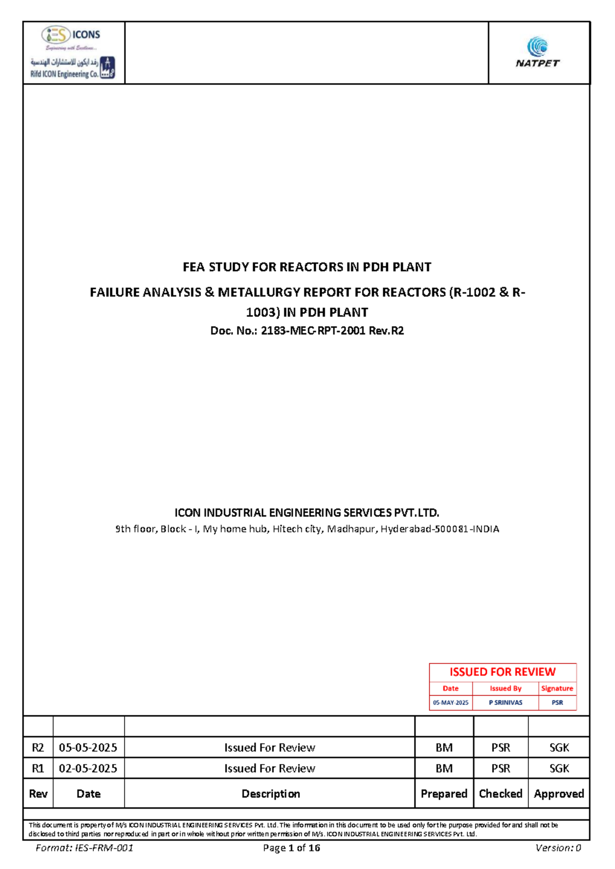 Failure Analysis Report for Reactors R1002 & R1003 in PDH Plant (Rev.R2 ...