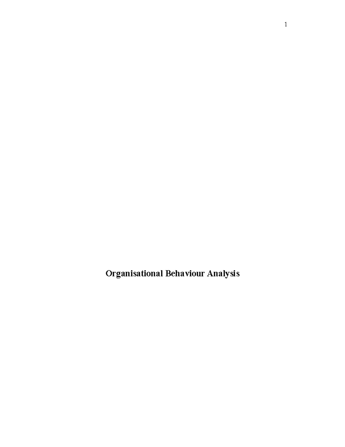 OBHR Analysis(Org culture) - Organisational Behaviour Analysis Divakar ...