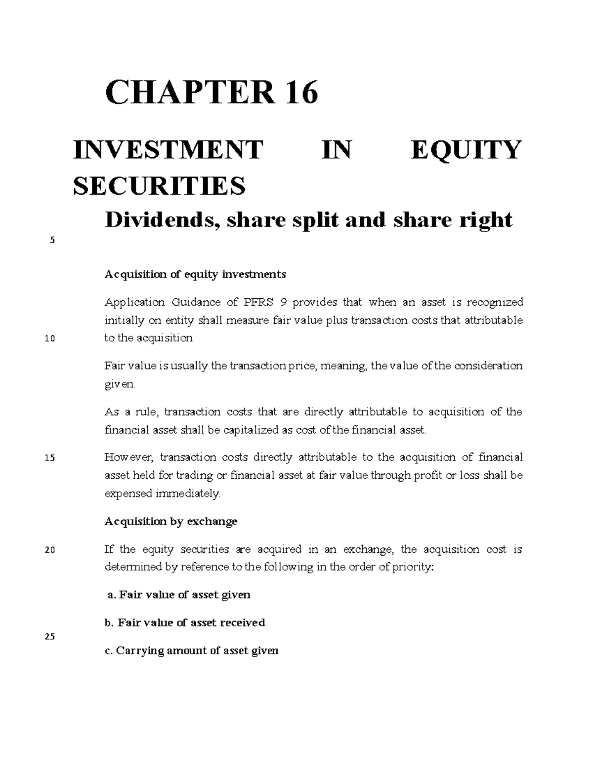 Chapter 16 - Investment in Equity Securities: Key Concepts and Problems ...
