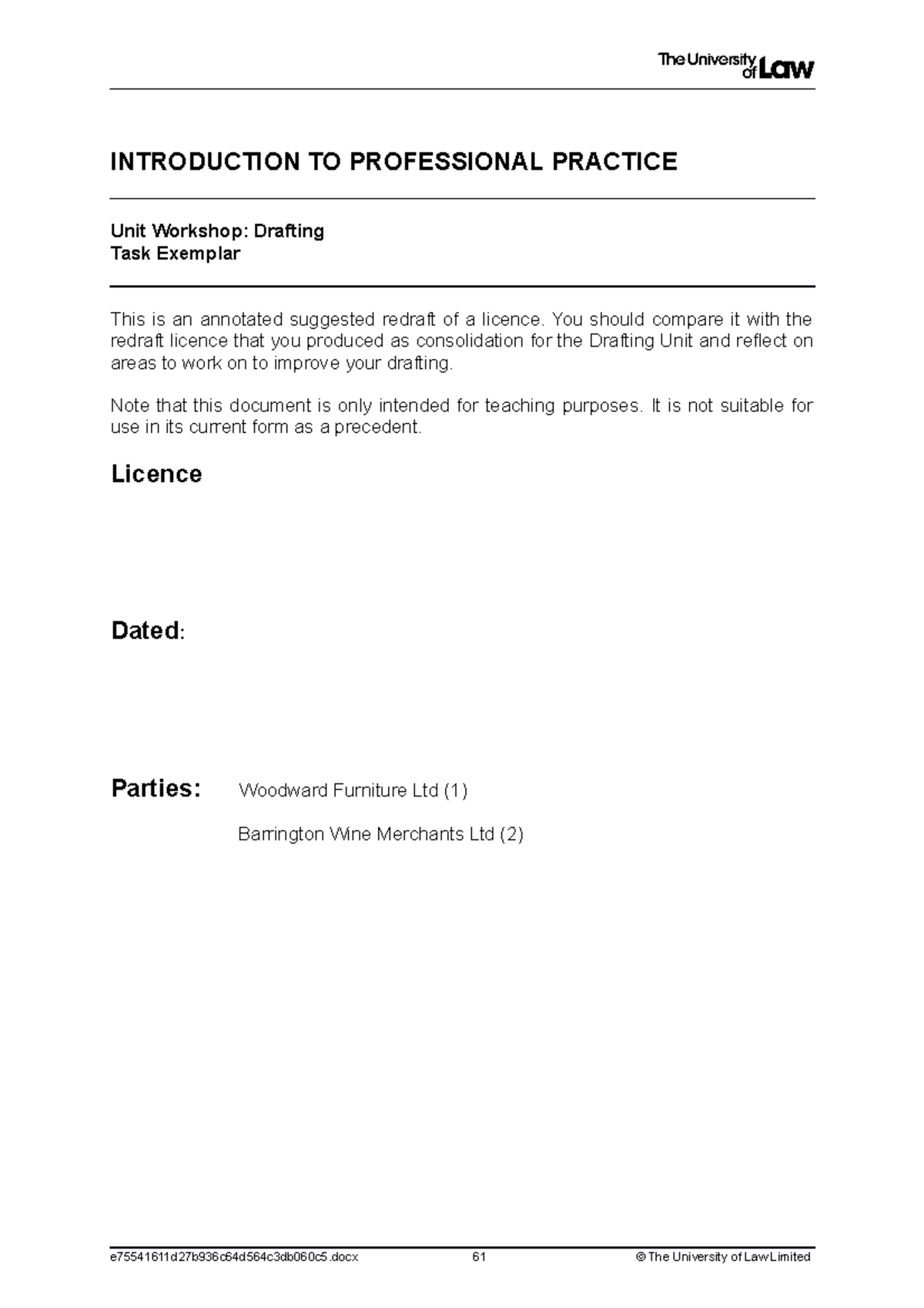 IPP Drafting Task Exemplar - INTRODUCTION TO PROFESSIONAL PRACTICE Unit ...