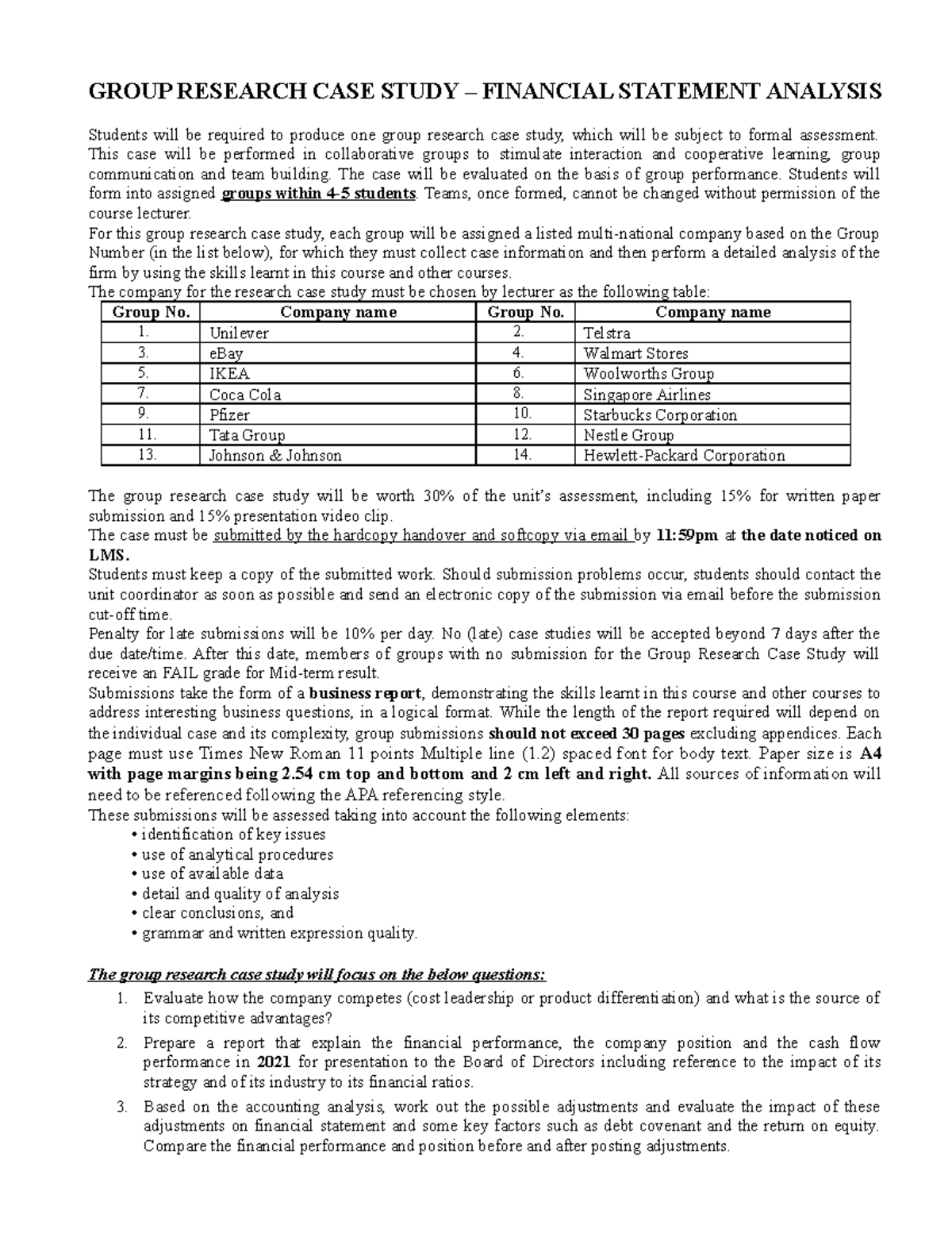 Group research Assignment 2023 CD01K46 - GROUP RESEARCH CASE STUDY ...
