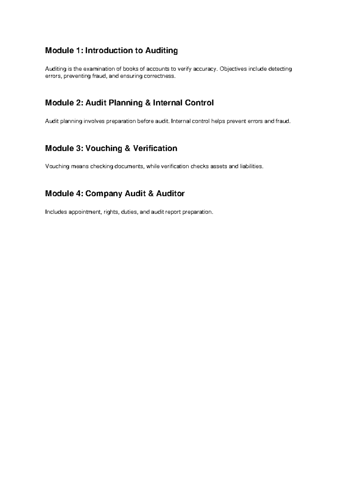 Auditing Notes Calicut BCom - Module 1: Introduction to Auditing ...