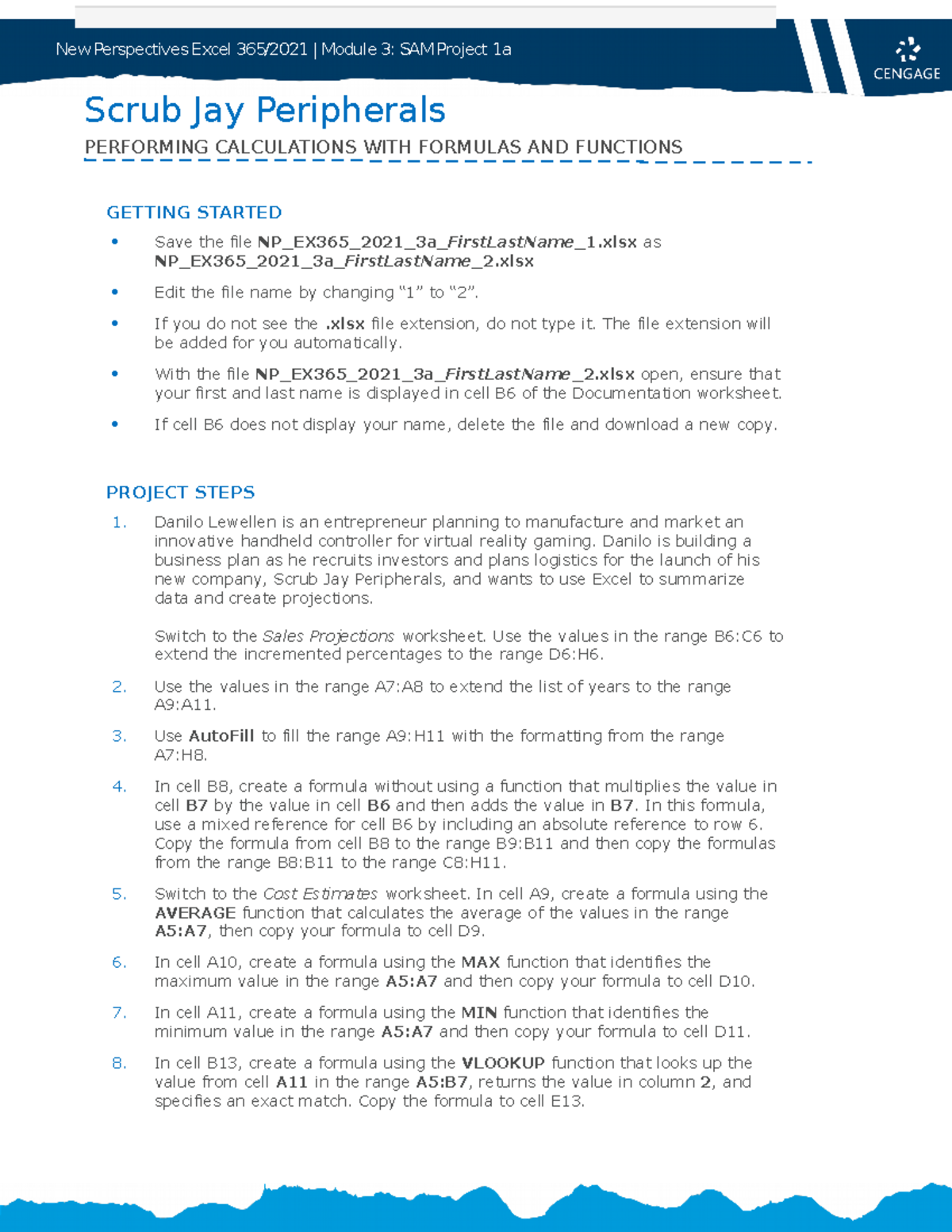 New Perspectives Excel 365/2021 Module 3 SAM Project 1a Instructions ...