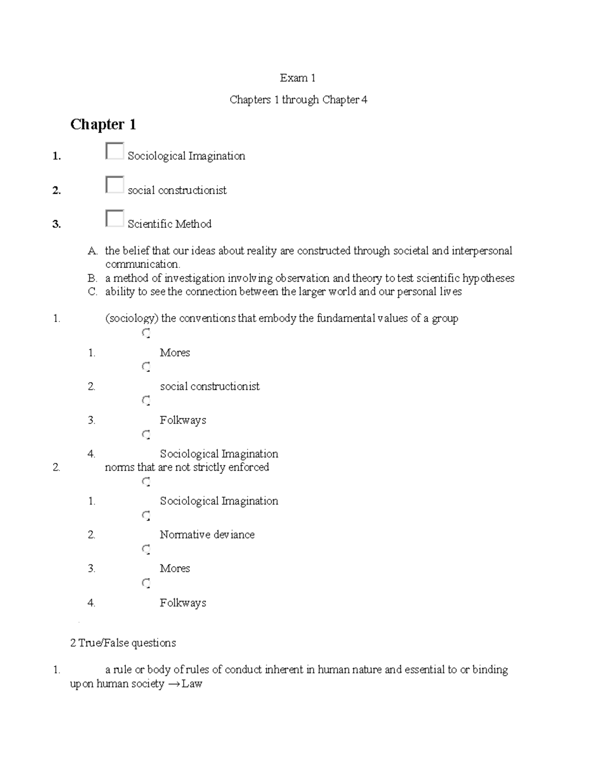 SOC 101: Social Deviance Exam 1 Study Guide for Chapters 1-4 - Studocu