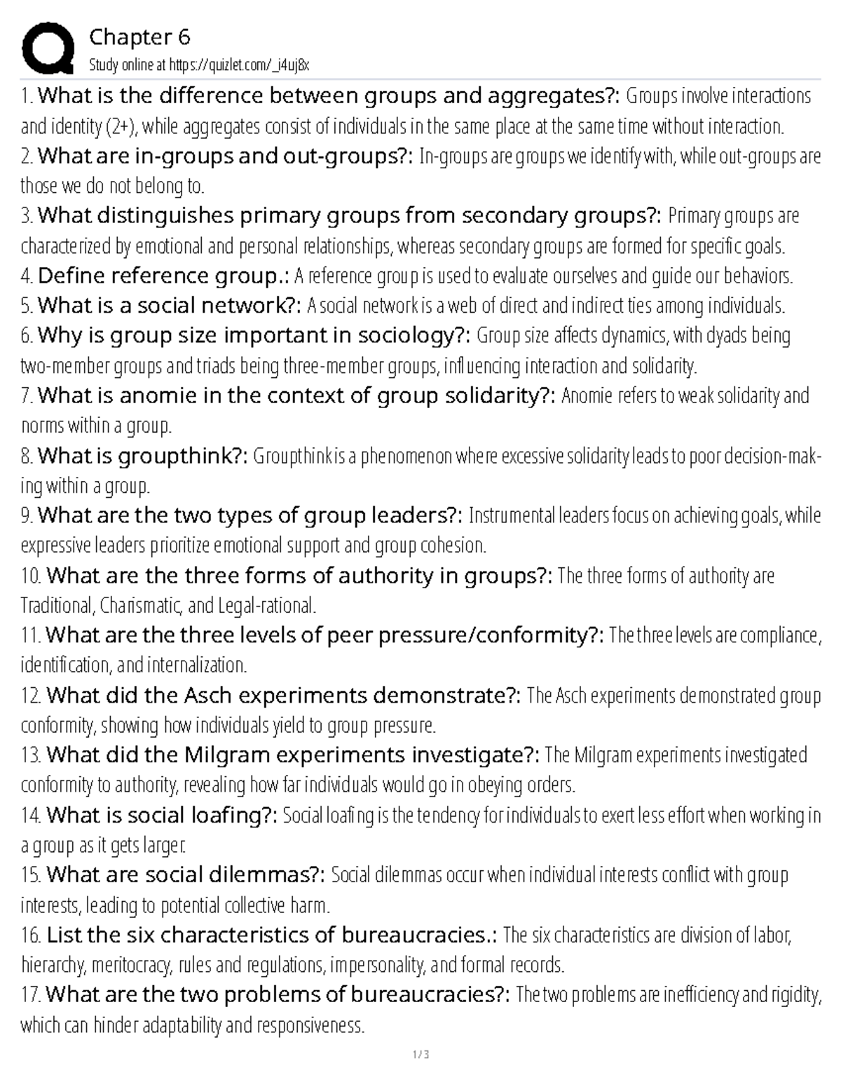 Sociological Concepts: Chapter 6 Study Guide for Exam - Studocu