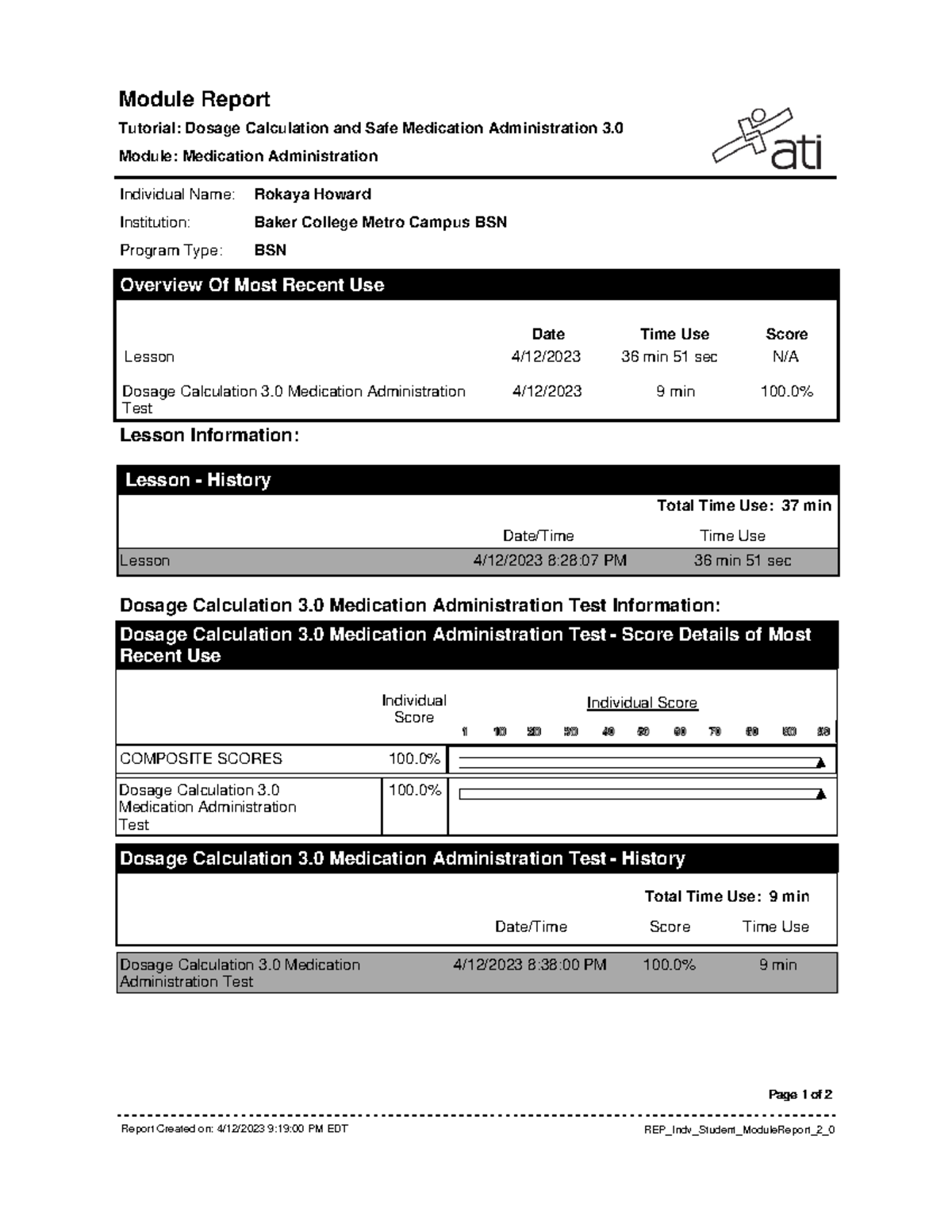 ATI Dosage Calculation Remediation Report for BSN Program - Studocu