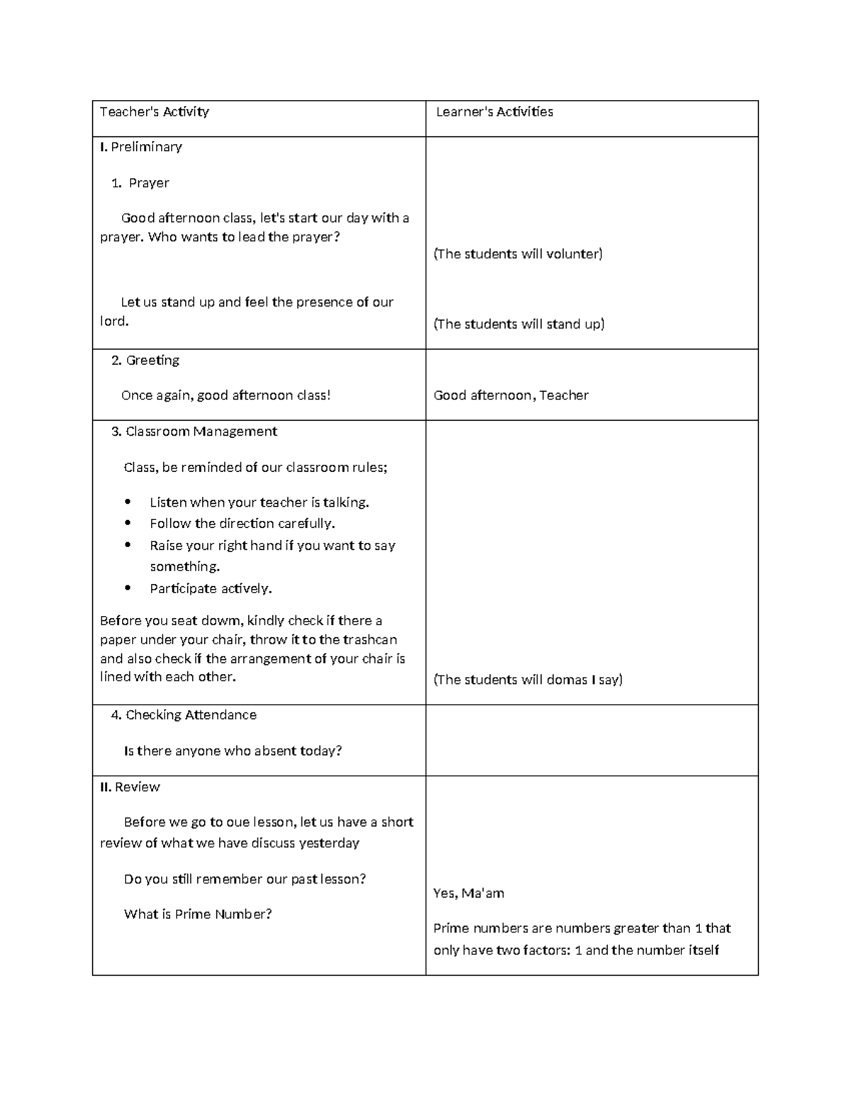 Teacher's Activity on Learner Engagement and Classroom Management - Studocu