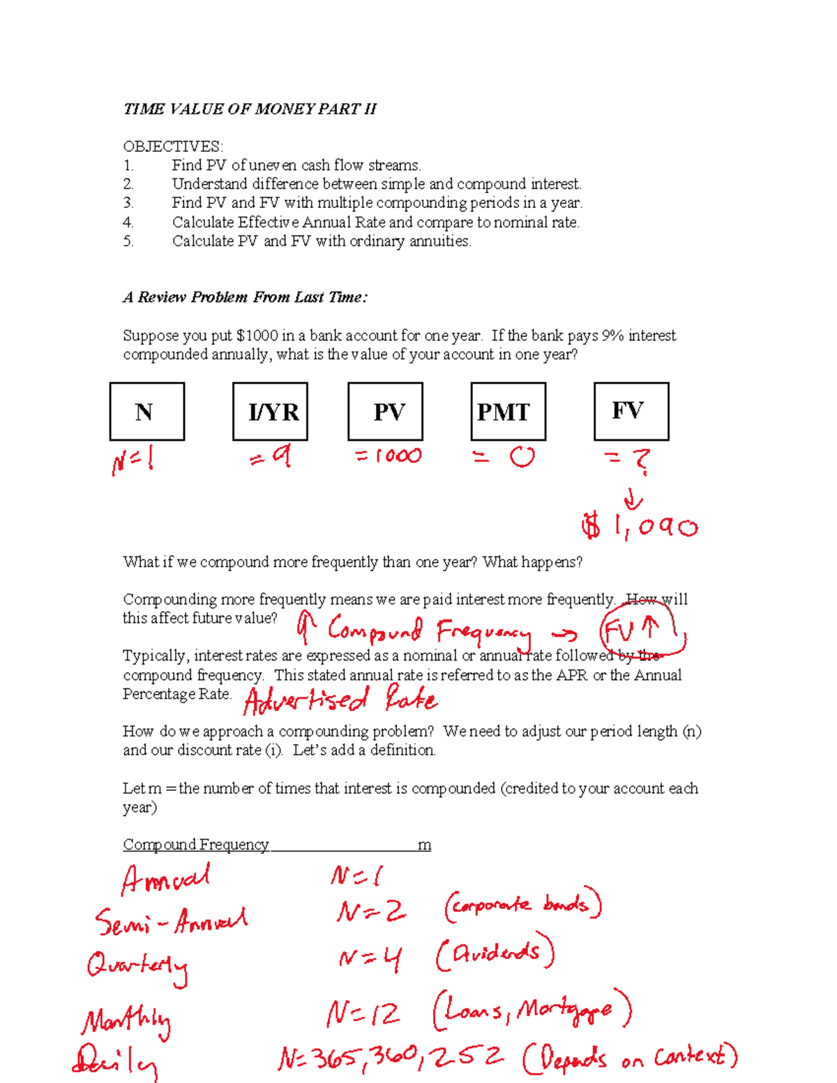 TIME VALUE OF MONEY PART II: Uneven Cash Flows & Annuities - Studocu