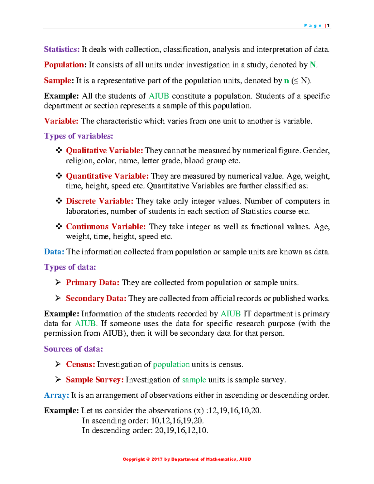 Statistics 101: Key Concepts and Formulas for Lectures - Studocu