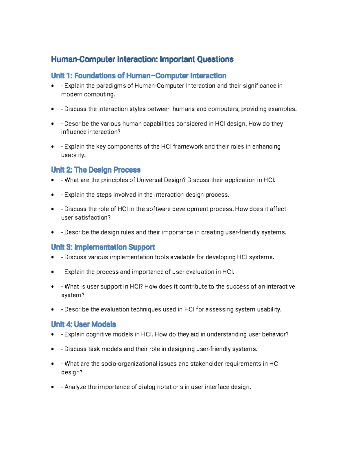 HCI 101: Key Questions on Interaction & Design Principles - Studocu