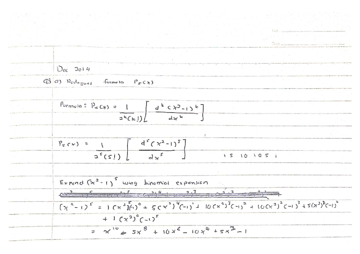 Dec 2014 G3 Rodrigues Formula & Binomial Expansion Notes - Studocu