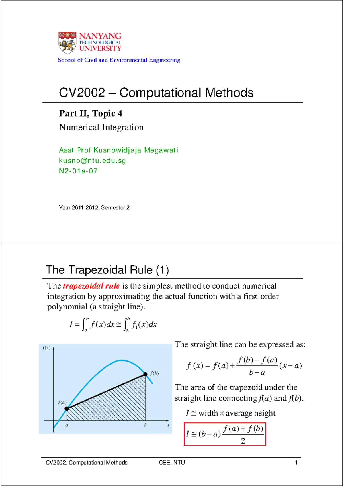 Topic 5 - Computation Method - CV2002 – Computational Methods Part II ...